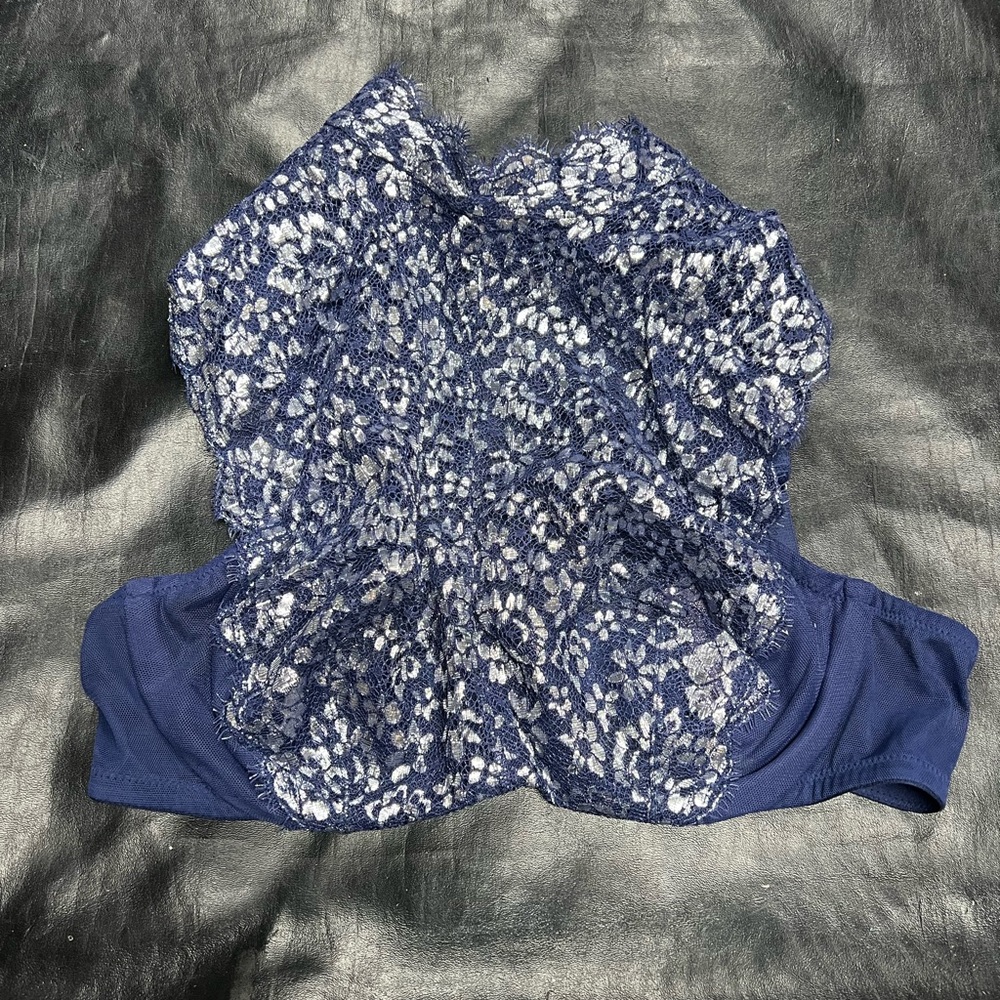 Blue Glitter Victoria’s Secret High-neck Bra Top